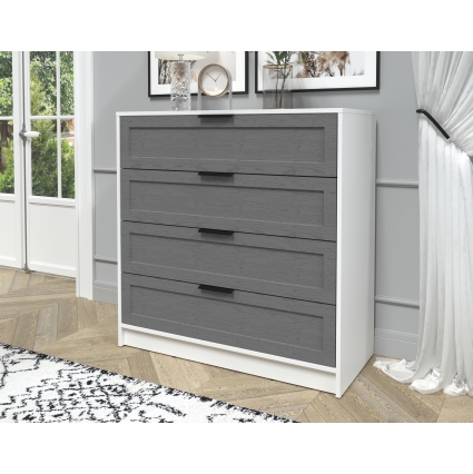 Kомод Тренд КТ-К100 (Белый ЛДСП/ Дуб серый ЛМДФ) Ш1000 В1020 Г451 Kомод Тренд КТ-К100 (Белый ЛДСП/ Дуб серый ЛМДФ) Ш1000 В1020 Г451